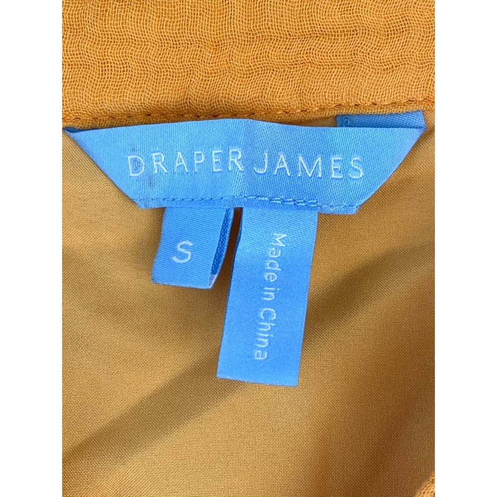 Draper James Chloe V Neck Midi Dress S Orange Crinkle Cotton Tiered Puff Sleeve - Picture 9 of 12